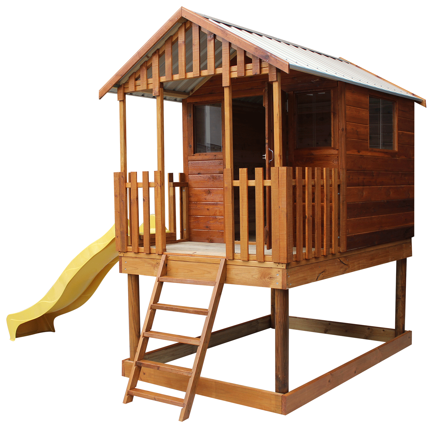 Large Cubby pictured with elevation kit, sandpit and slide