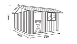 Dimensions of a Melwood 3236 Workshop Shed