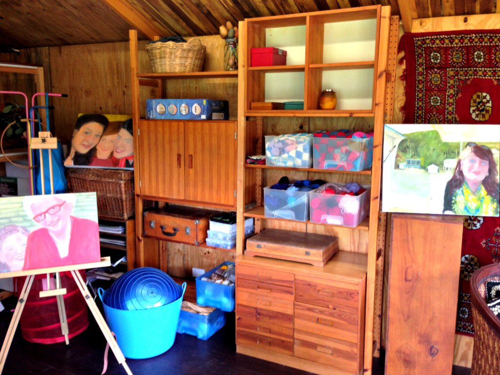 Bertie and Patrick have added lots of shelving and storage - perfect for art supplies and finished works.