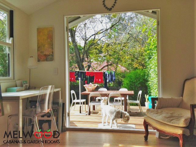 A backyard room can be used for the whole family, and for entertaining. Students can schedule their study time so the family knows not to interrupt them.