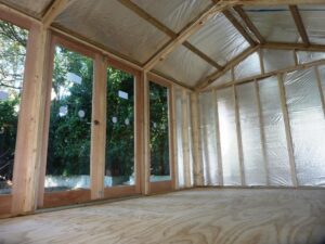 insulated garden shed - view of the insulation