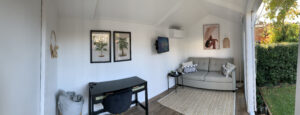 Interior shot showing how spacial the garden shed is.
