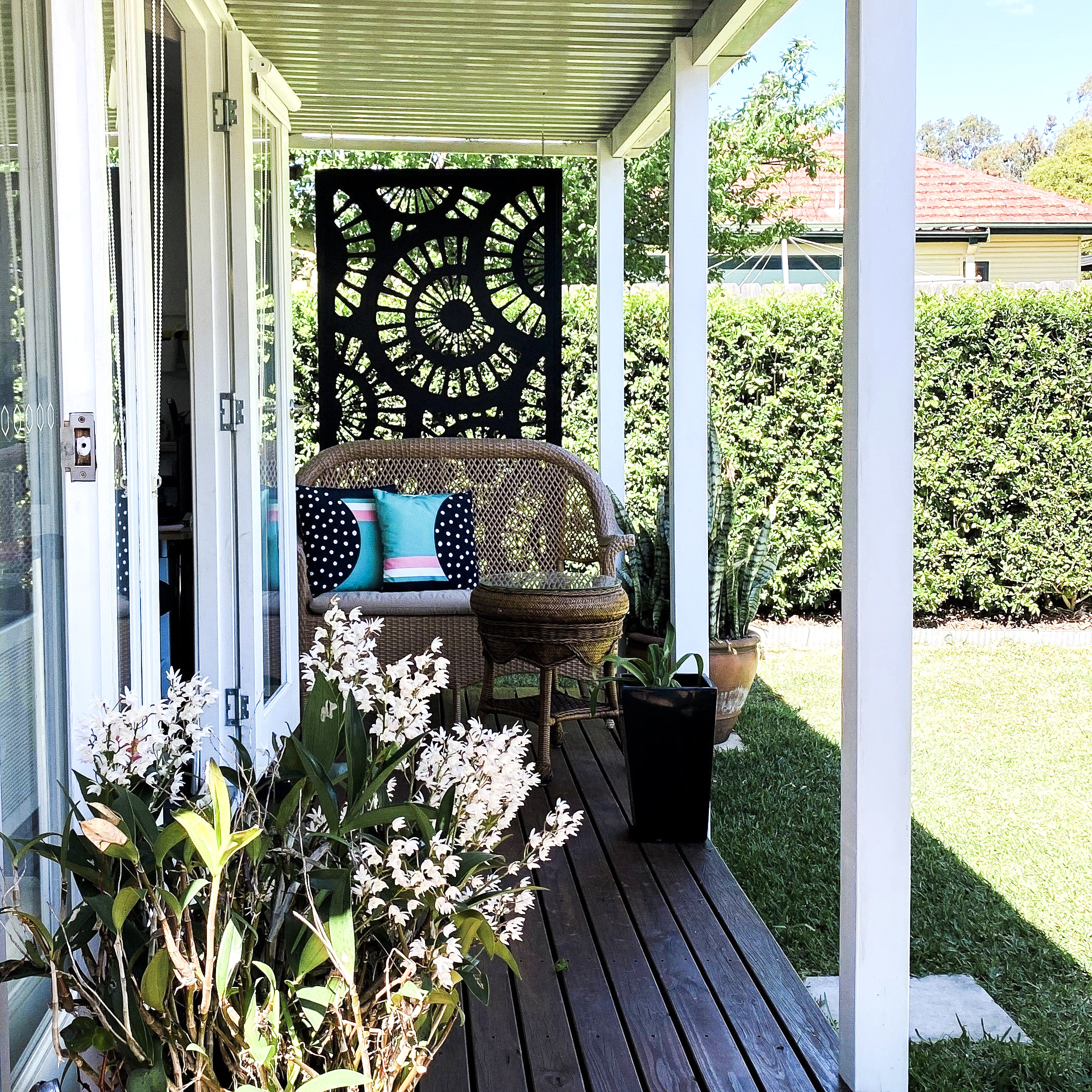 Verandah  with chair and flowers