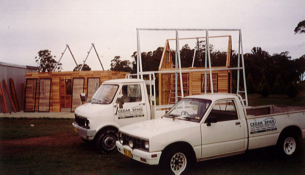 Old Cedarspan branded utes with A-frame on back